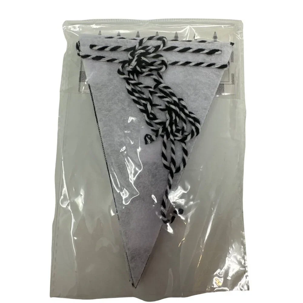 Black White Buffalo Plaid Banner 72in Checkered Triangle Garland Farmhouse Decor